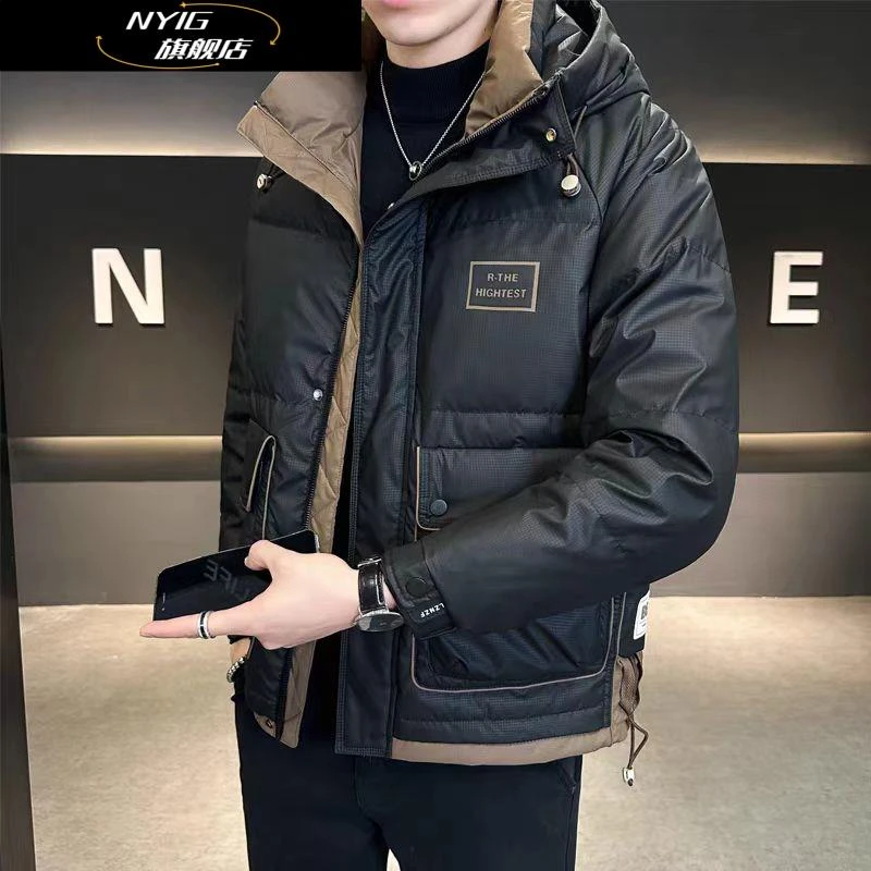 NYIG羽绒服男士短款秋冬季2025新款时尚潮牌高端连帽时尚加厚外套