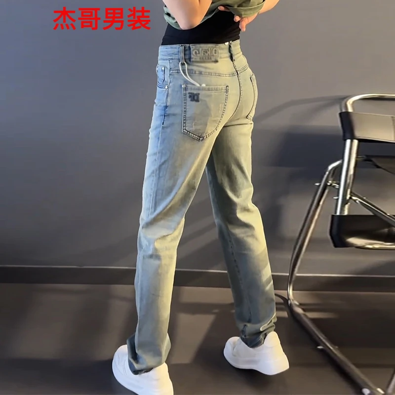 轻奢男装大码潮牌男士2025韩版新款高级感痞帅牛仔裤直筒百搭长裤