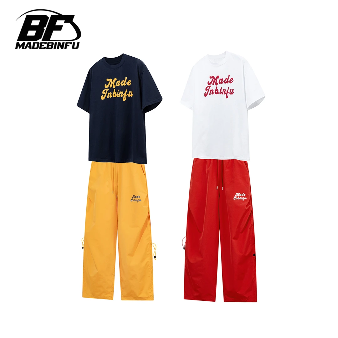 BINFU国潮原创 夏季新款简约休闲情侣装宽松男女同款百搭套装