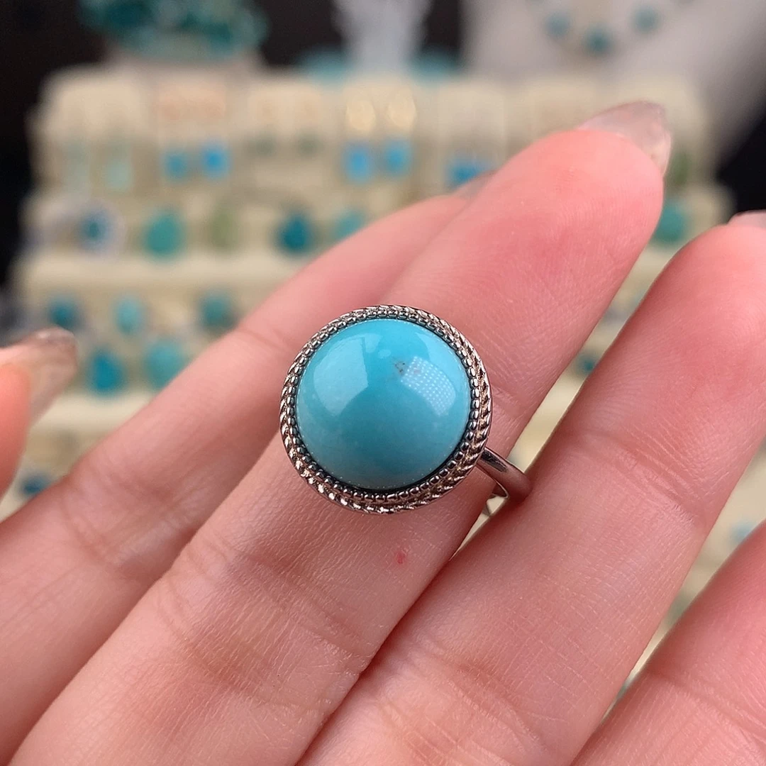 绿松石银S925镶嵌戒指