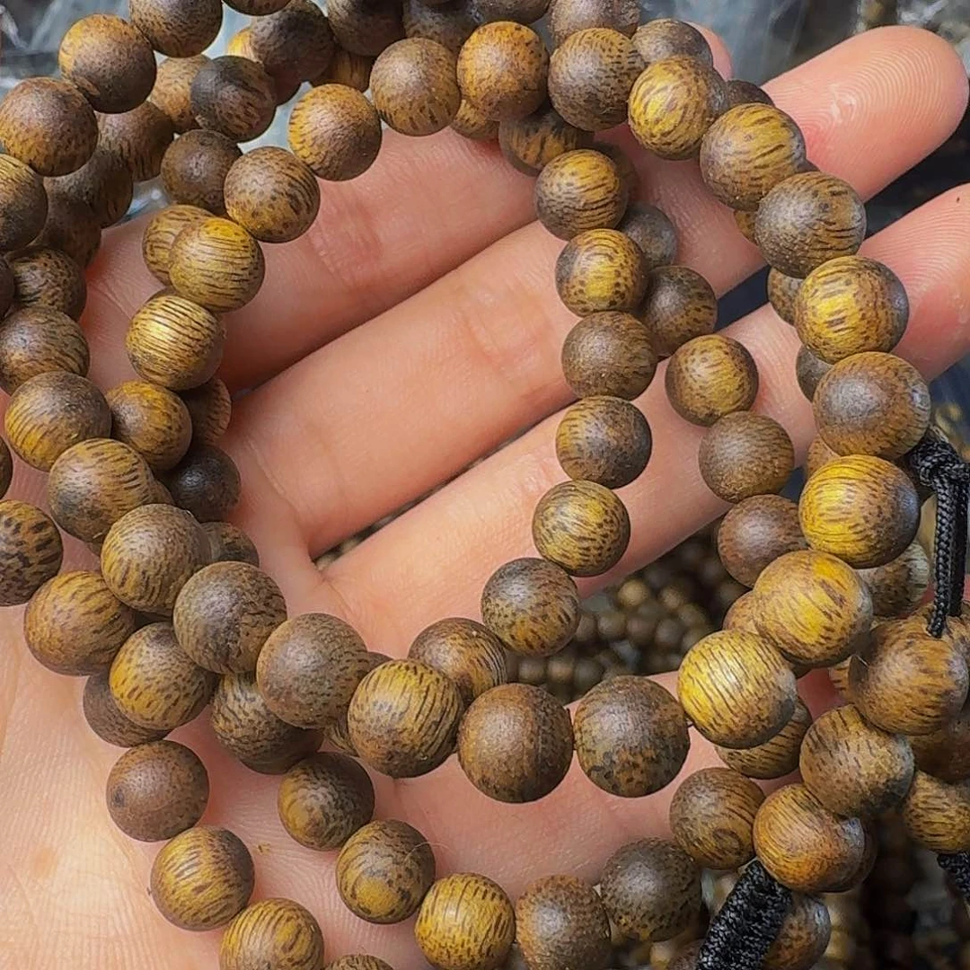 沉香手串老白棋卡七圆珠