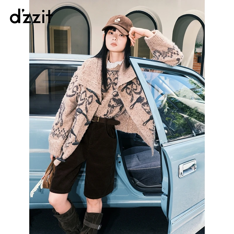 【刘浩存同款】dzzit地素短裤25冬美拉德灯芯绒五分裤女3J4Q1049W