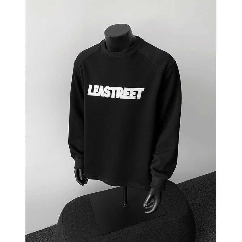 美式复古圆领卫衣男生2025新款大码长袖t恤宽松潮牌痞帅秋衣外套