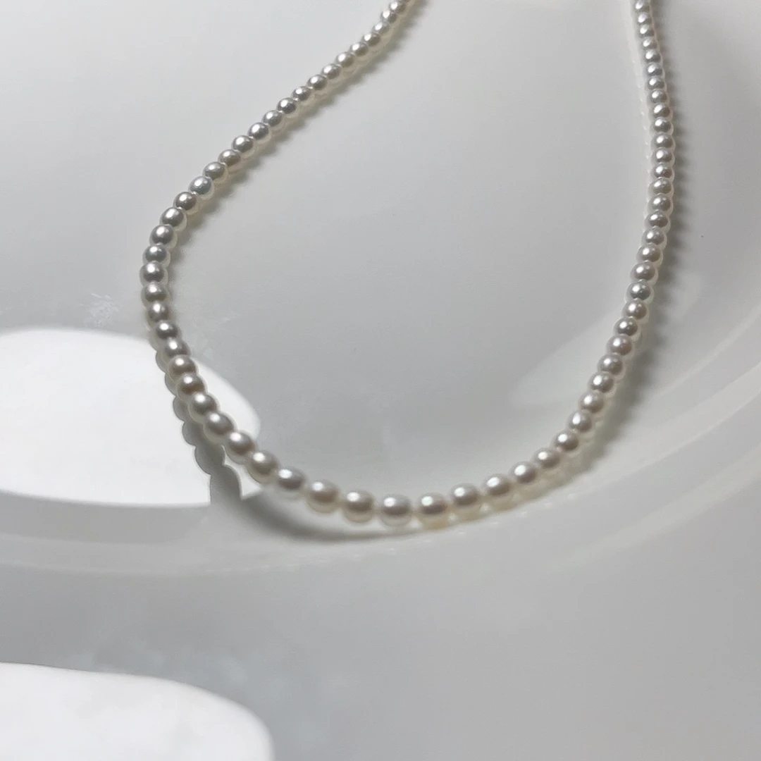 颈饰未镶嵌淡水珍珠2.8左右冷白镜面小胖米