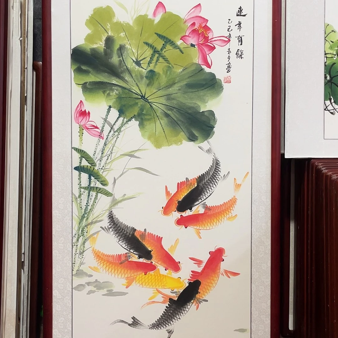 国画带框尺寸 123*63厘米