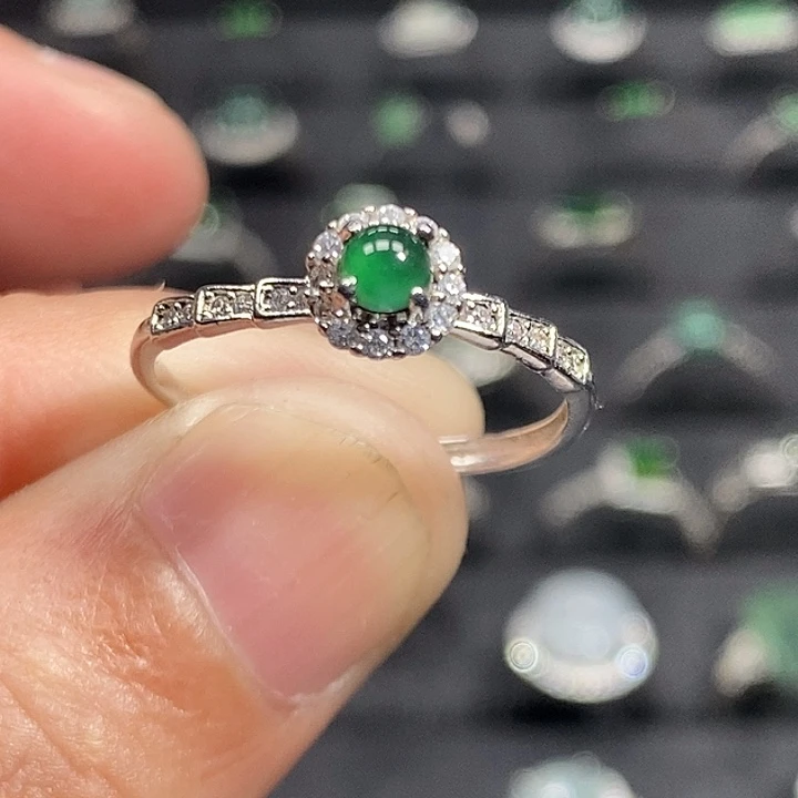 翡翠银S925镶嵌戒指