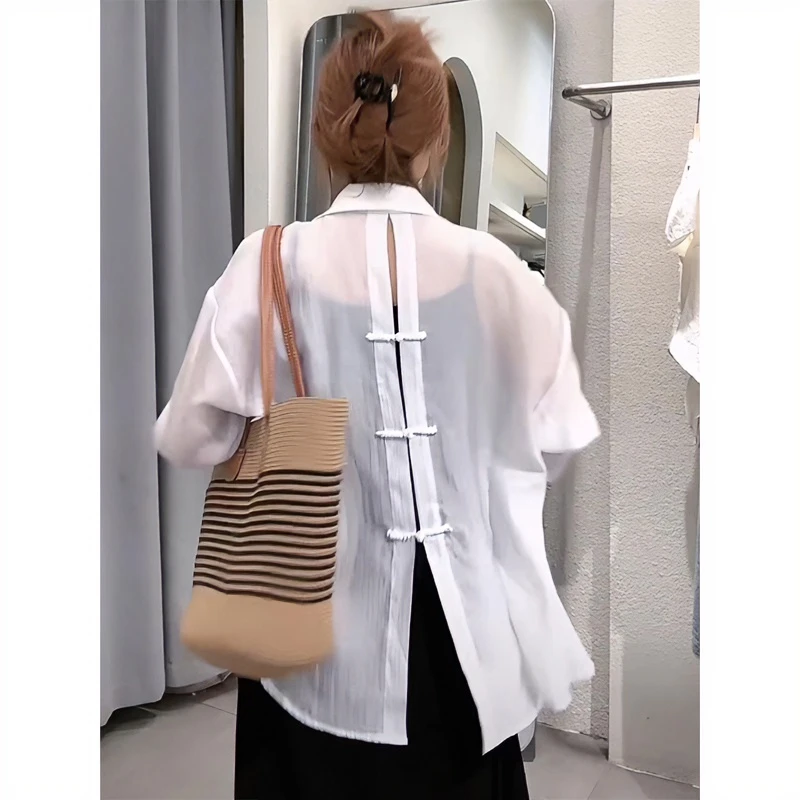 2025夏季小个子时尚薄款衬衫吊带裙套装女装显瘦中式防晒衣两件套