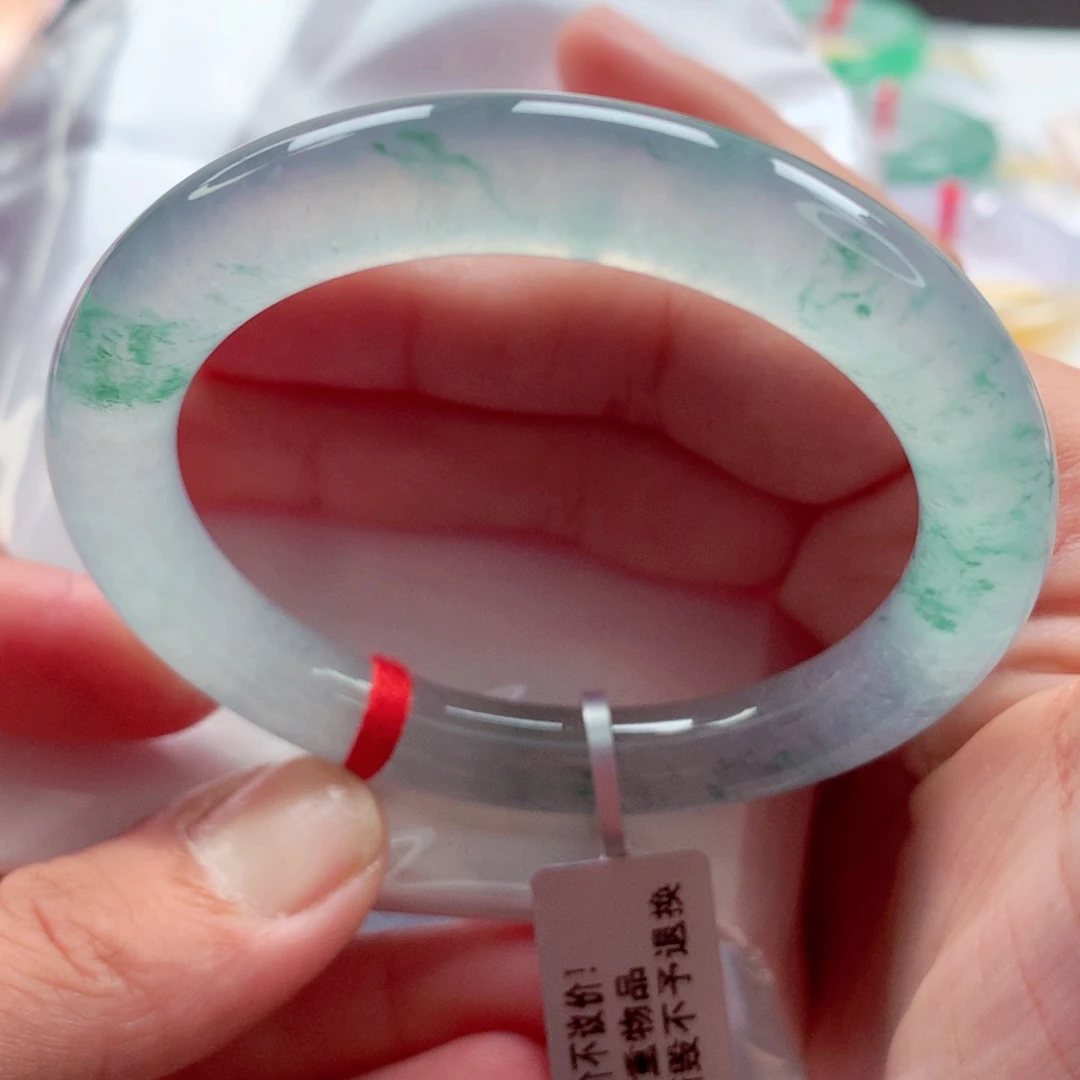 翡翠手镯（圆镯）未镶嵌师妹高冰冰飘花宝藏（22号）