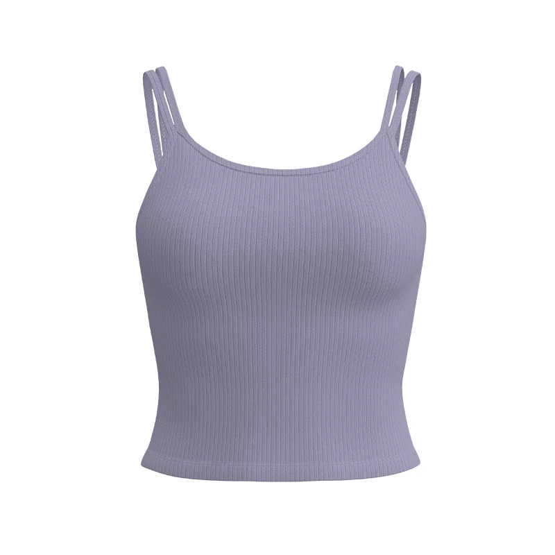 新款条纹固定双肩带高弹透气运动背心JYTB022