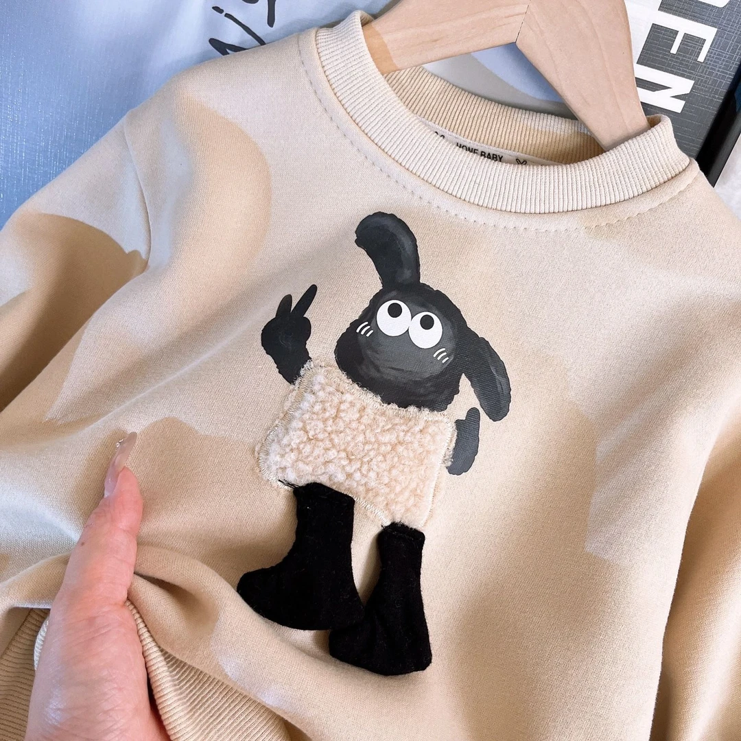 女童加绒卫衣儿童卫衣2024新款秋冬装秋冬卡通宝宝上衣打底