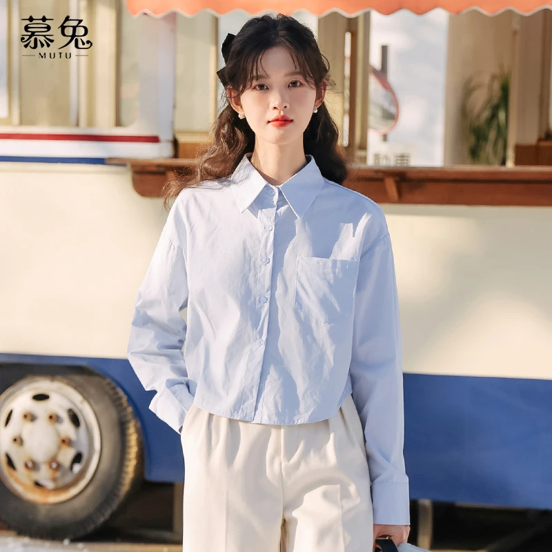 长袖衬衫麻花毛衣女叠穿针织上衣