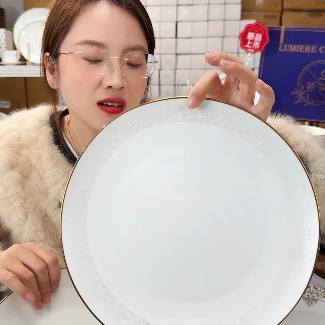 骨瓷高骨10.5英寸平盘27cm2个外贸骨瓷