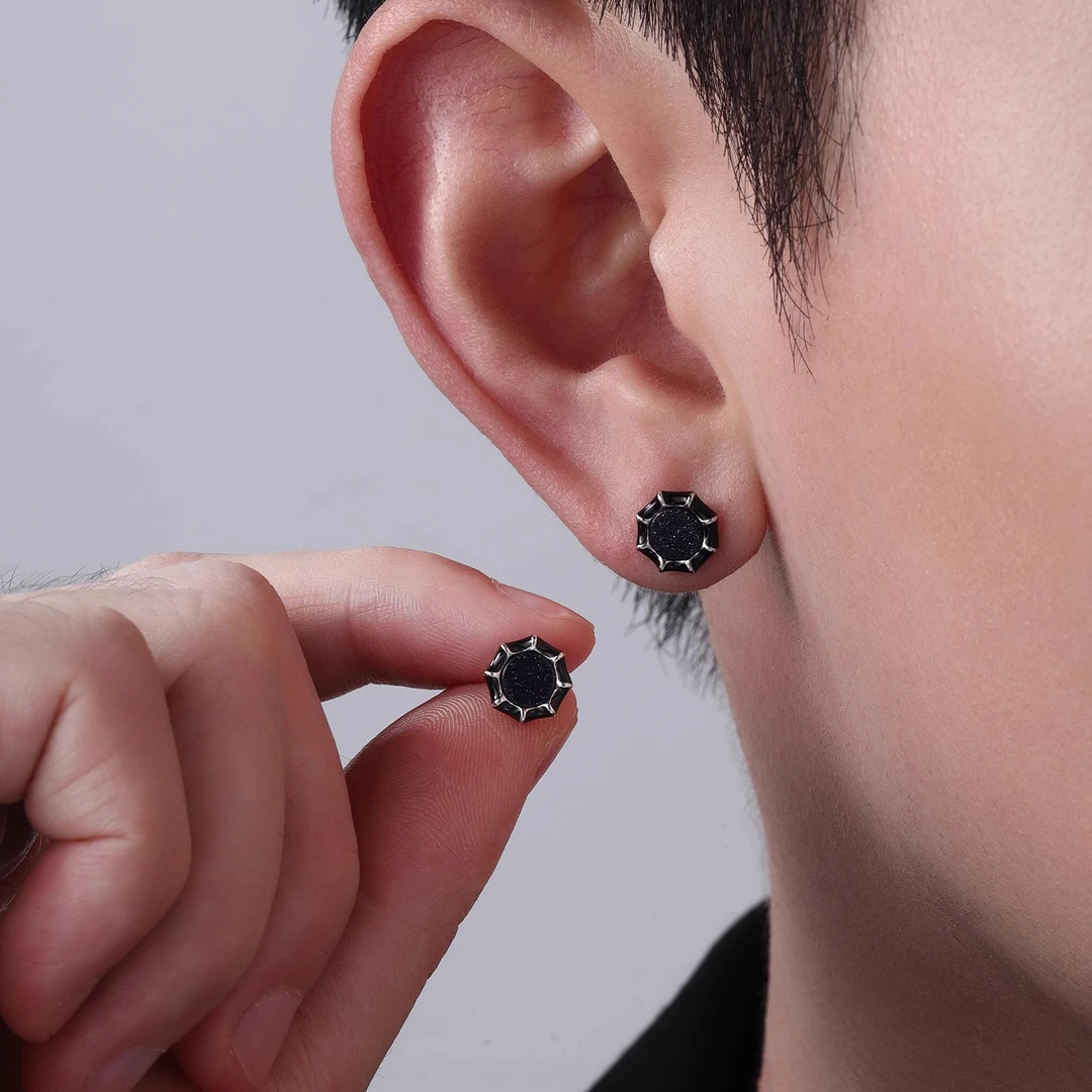 足银耳饰 耳钉男款999纯银耳环防过敏耳饰痞帅耳扣小众高级感