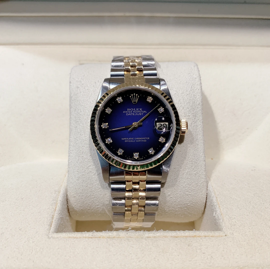 99新 Rolex/劳力士 日志68273 表径31mm 渐变蓝原盘刻度原钻 单表