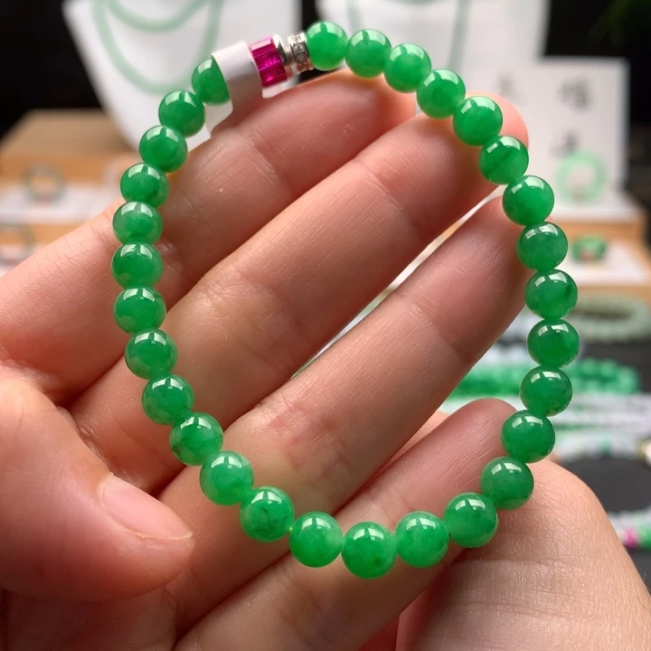 翡翠未镶嵌手串天然缅甸A货翡翠 卡6.1mm