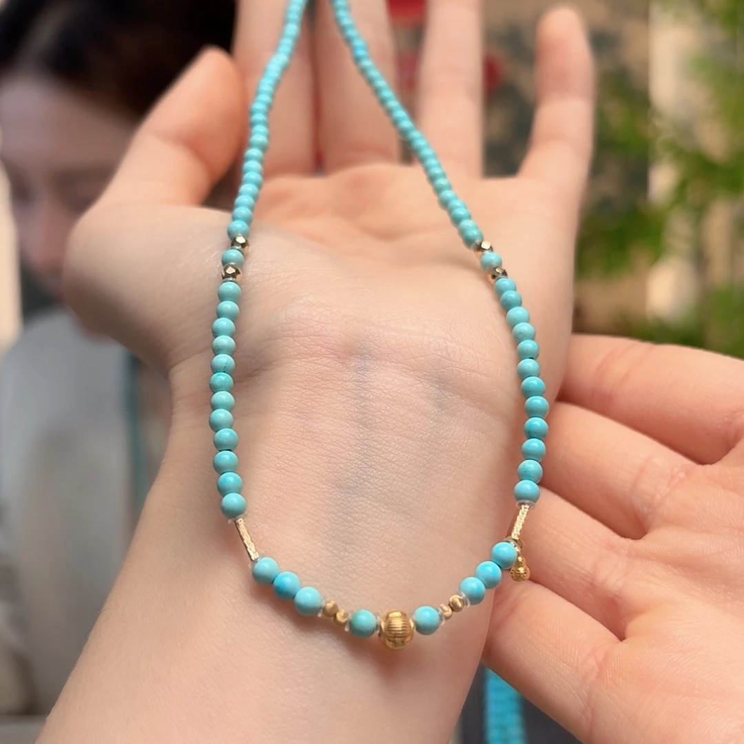 绿松石18K金镶嵌颈饰