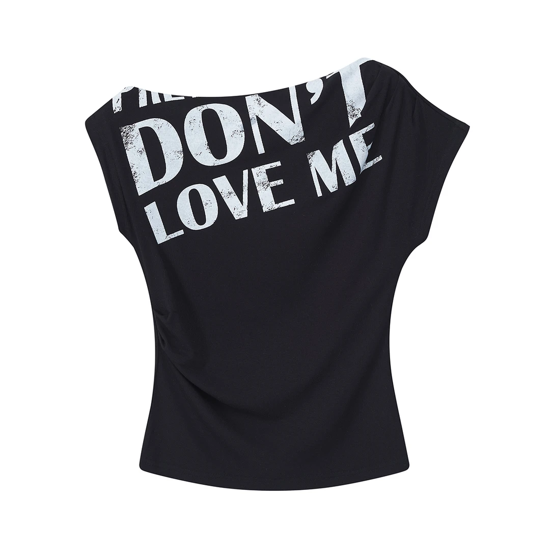 SOFITTE25SS色斑驳做旧印花不对称短袖T恤4039