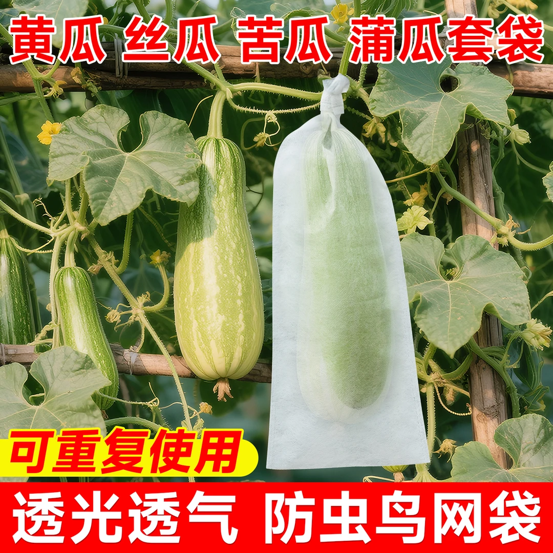 苦瓜套袋网袋丝瓜防虫袋无纺布羊角蜜青瓜黄瓜保护防蜂果蝇套袋子
