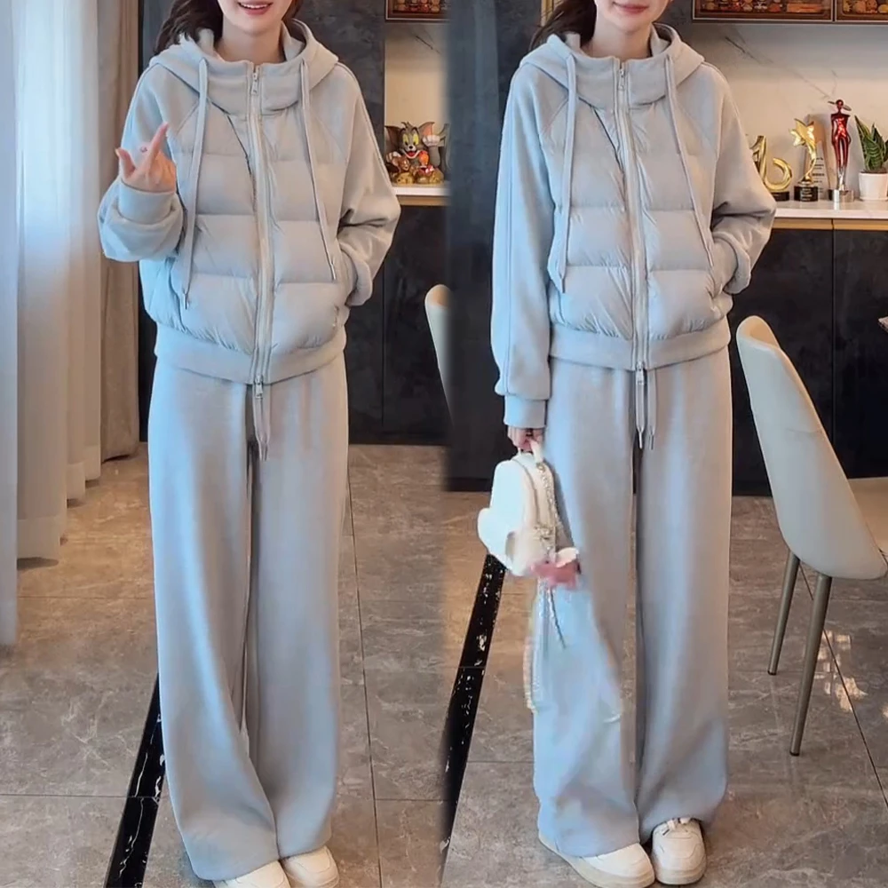 2025秋季时尚休闲百搭舒适外套直筒休闲长裤套装两件套