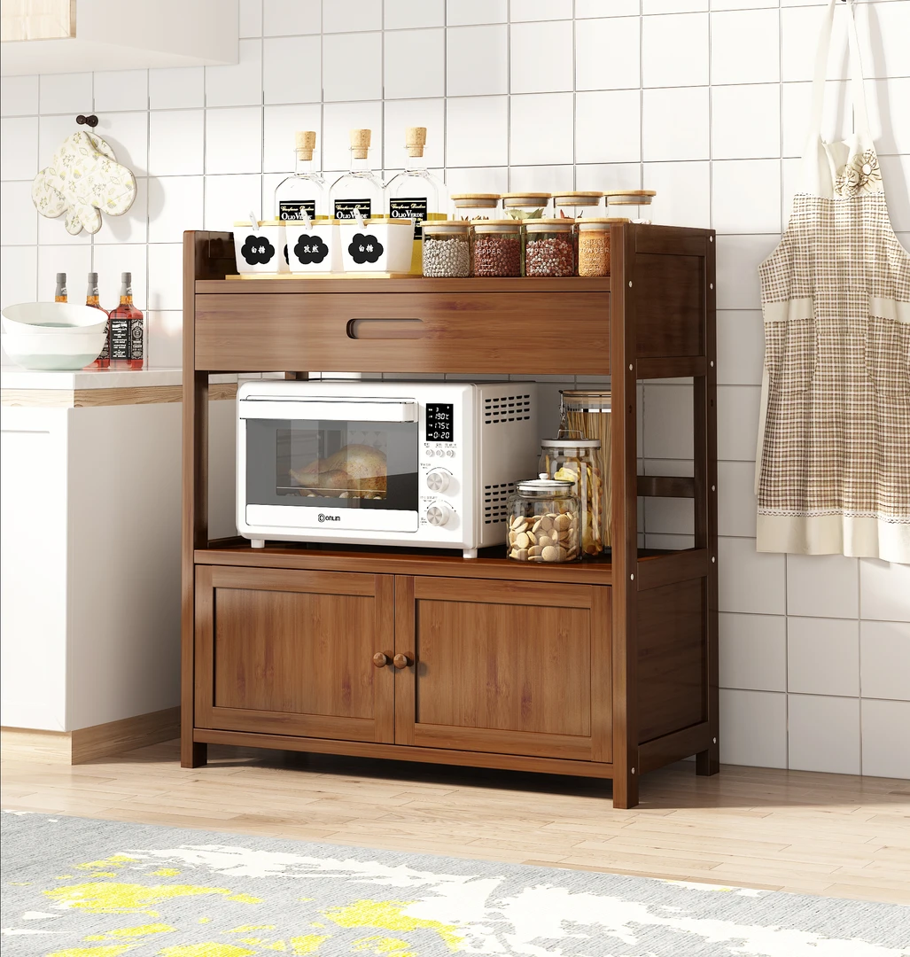 家用多功能置物架厨房落地茶水柜收纳柜带抽茶水架餐边柜客厅茶台