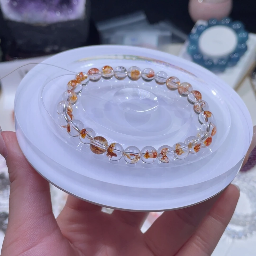未镶嵌手链水晶玻璃透体锦鲤胶花水晶7mm   68