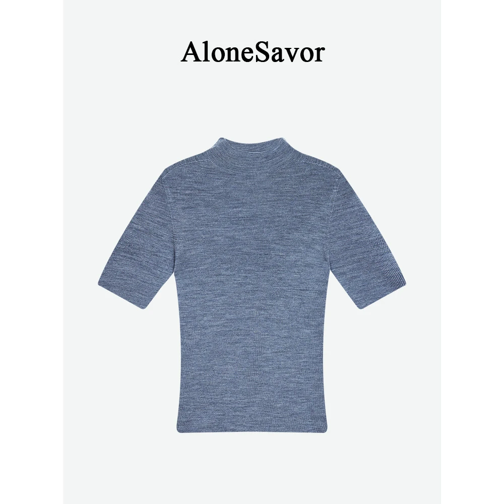 【ALONE SAVOR】龍喜儿 轻奢100%纯羊毛针织衫半高领修身上衣M857