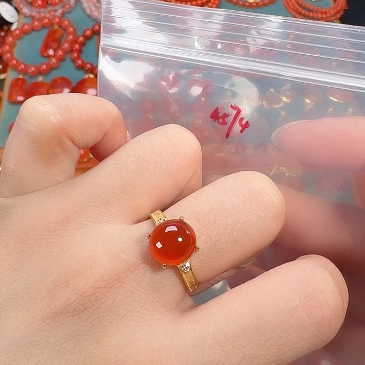 南红玛瑙银S925镶嵌戒指