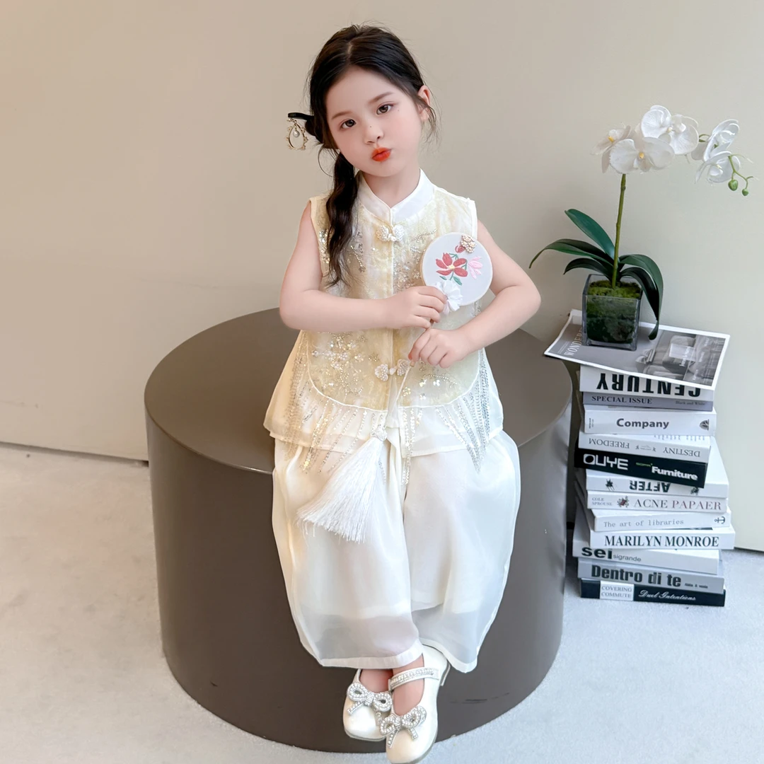 女童夏装套装2025新款儿童超好看汉服国风中式马面裙女孩两件套薄