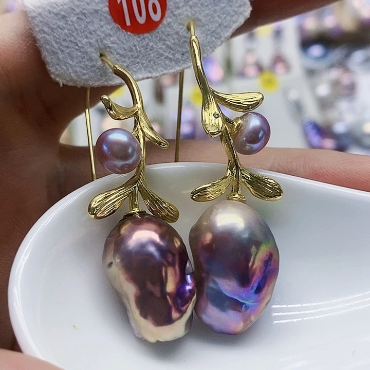 银S925镶嵌耳饰淡水珍珠