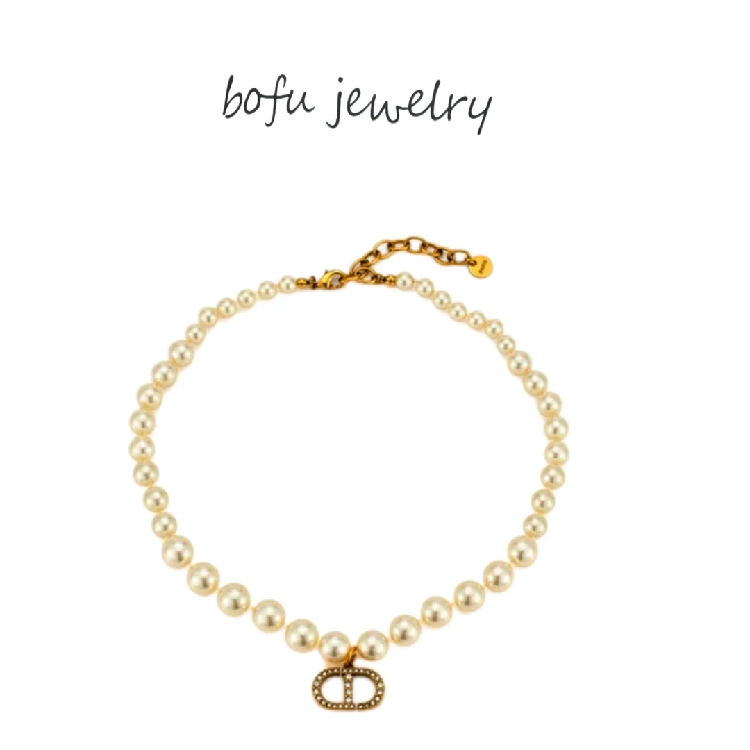 铜合金仿珍珠项链 字母大气质珍珠项链轻奢简约经典首饰