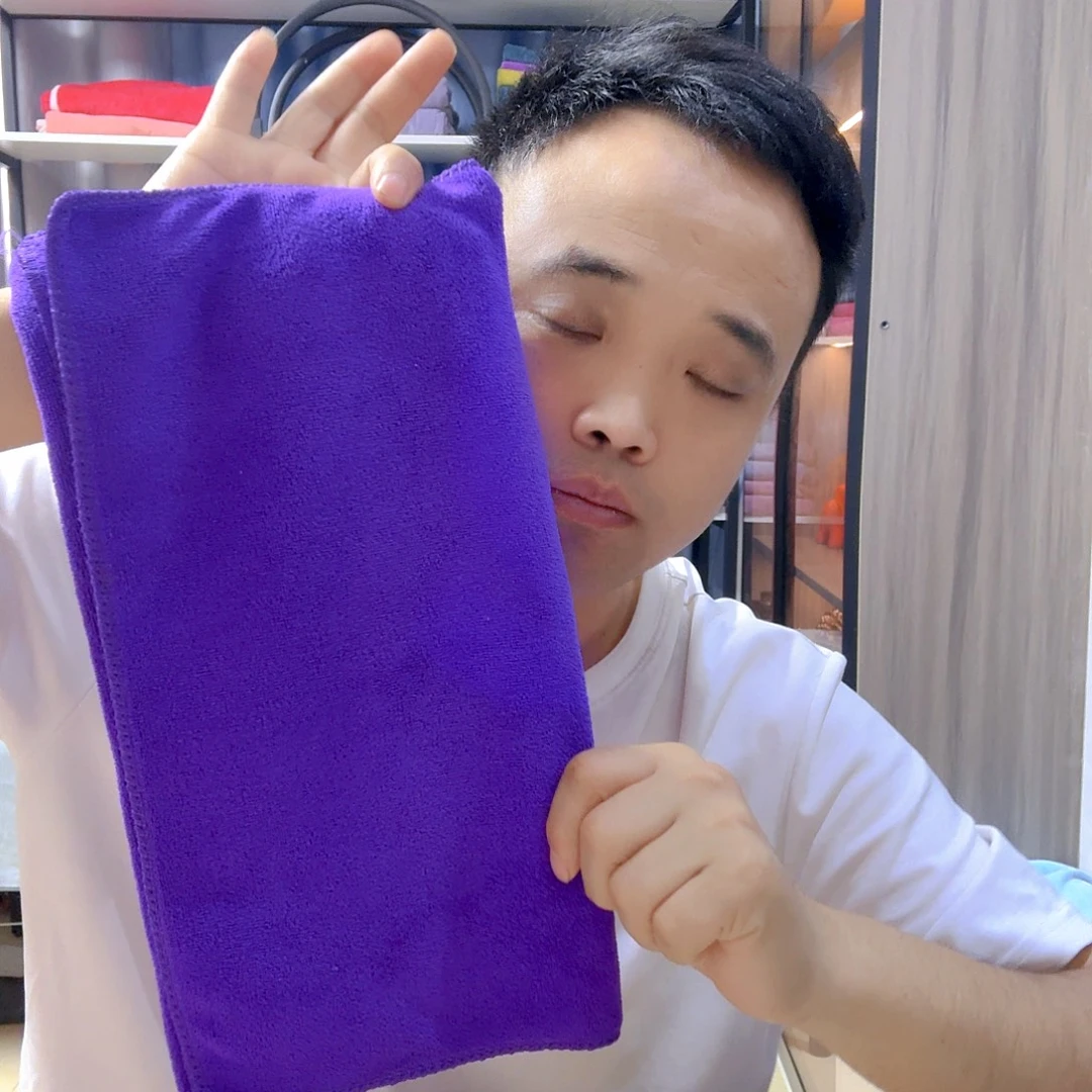 莫代尔纤维锁边加厚毛巾灰色1薄款紫色1