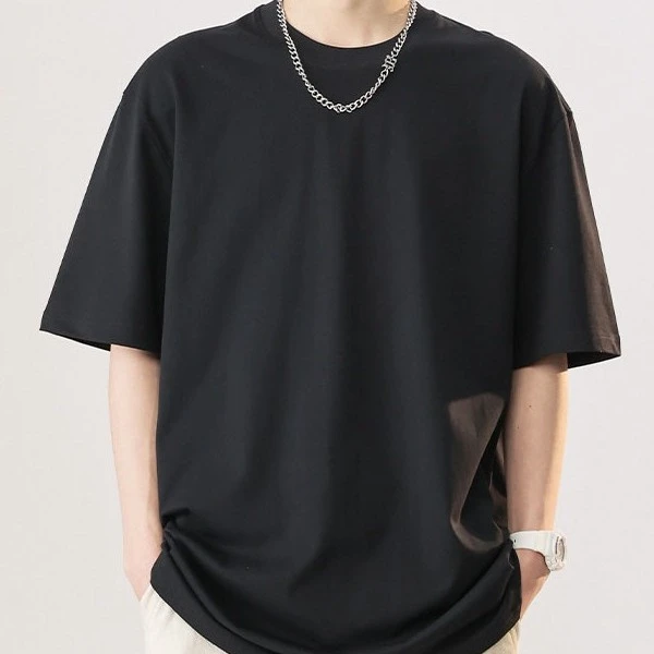 短袖男夏季重磅棉圆领T恤薄款宽松纯色打底衫潮套装