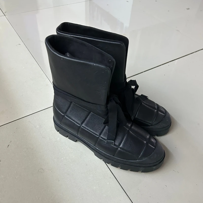 25年新款系带厚底百搭时尚时装靴-0819