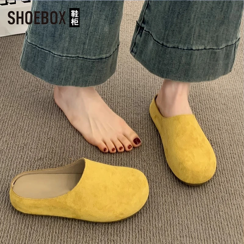 达芙妮集团旗下百搭复古勃肯鞋2025夏季新款松弛感包头防滑半拖鞋