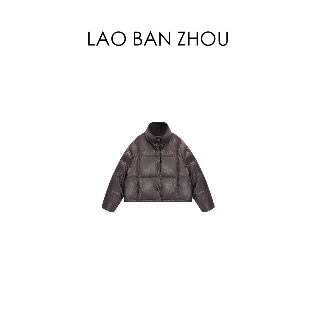 【老板周】复古休闲 冬季新品率性立领短款廓形羽绒外套