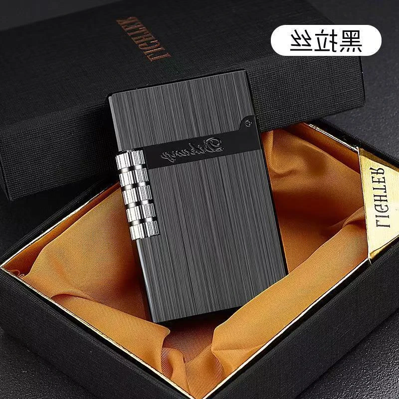 黑拉丝朗声汽机 侧滑打火充气打火机