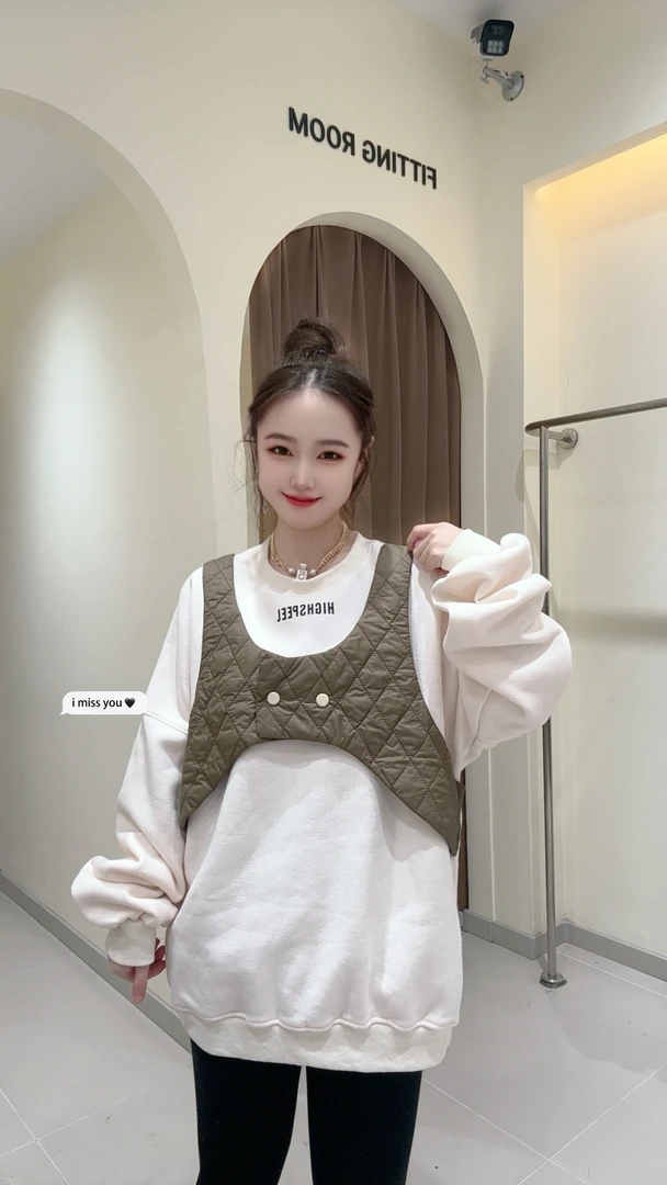 大观欧货假两件加绒卫衣