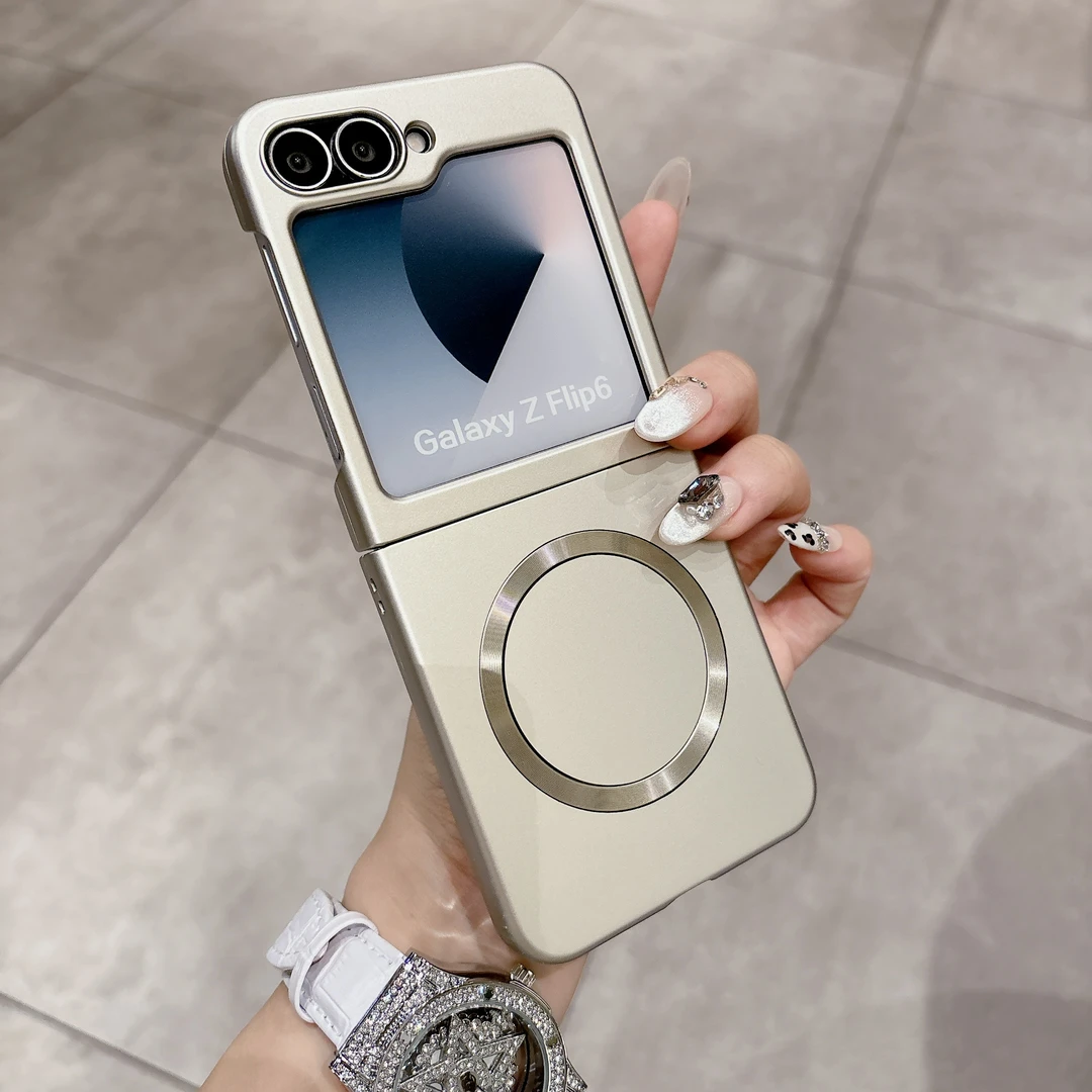 适用三星Z Flip6折叠手机壳烤漆全包磁吸手机壳防摔磨砂壳