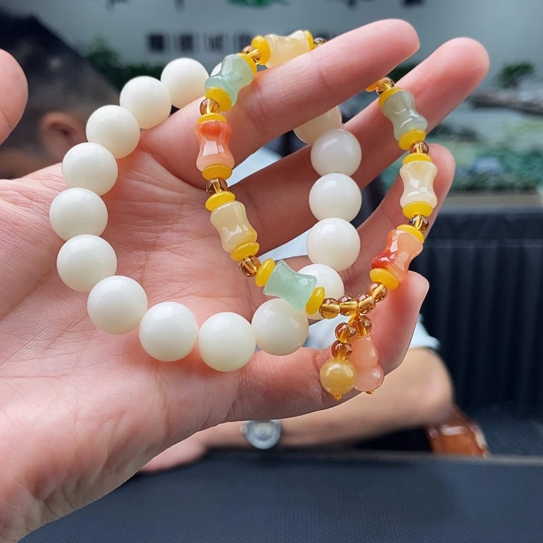 石英质玉（金丝玉）未镶嵌手串 颜色多样性发拍一发一