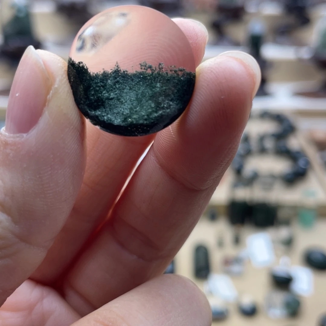 颈饰未镶嵌水晶绿幽灵聚宝盆圆牌