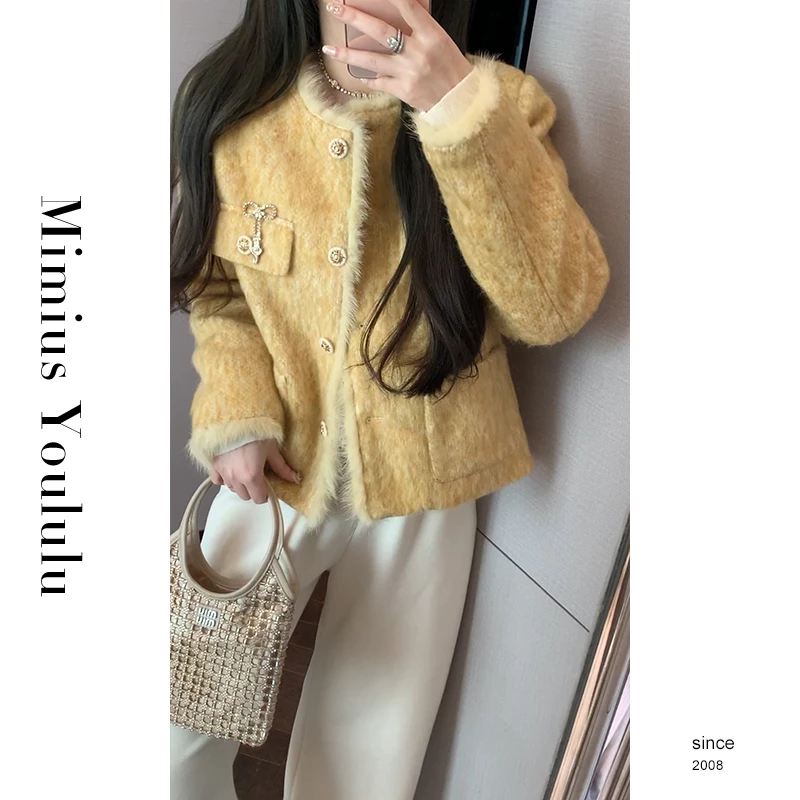 【mimius】游鹿鹿 韩版毛毛粗花呢加厚名媛小香外套 汉服 F12121