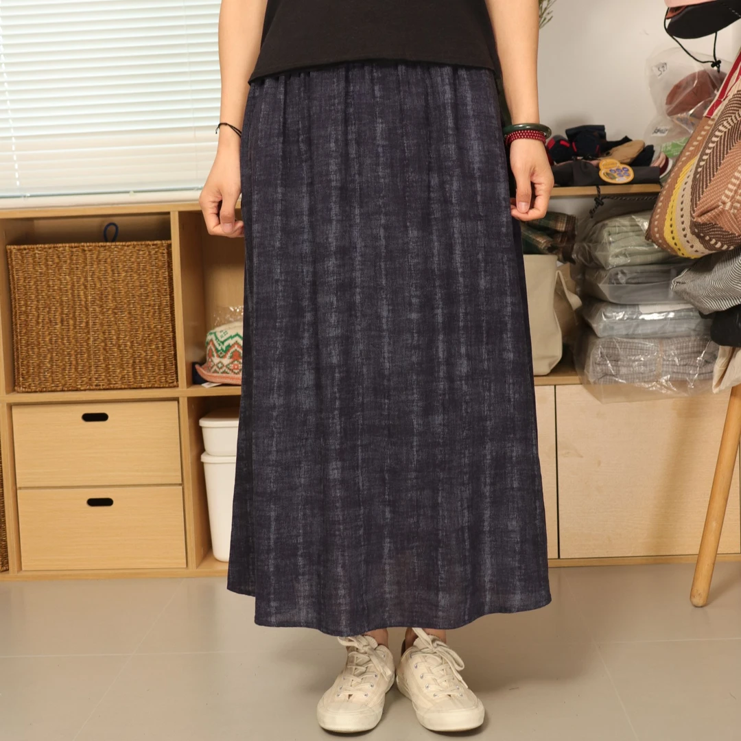 21天丝亚麻 水墨染色 半身裙