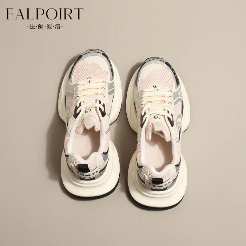 FALPOIRT网红潮流厚底老爹鞋女秋季新款内增高运动鞋网面透气轻便