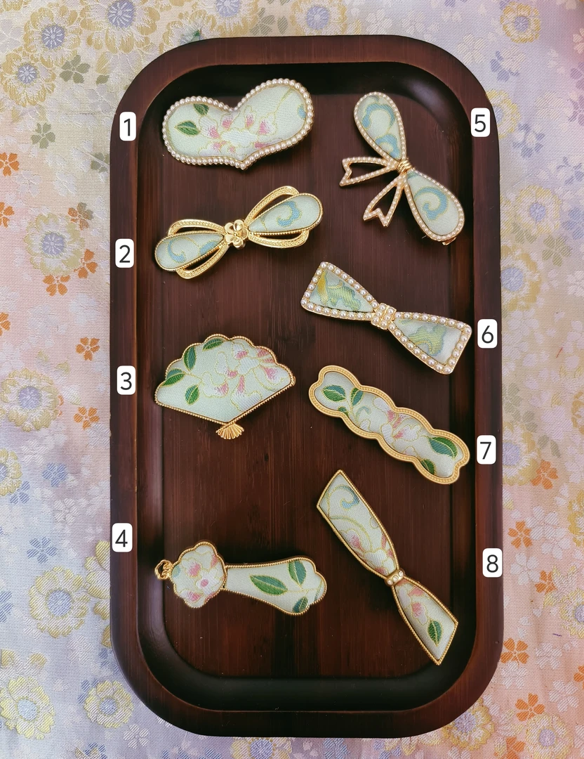 宋锦陆美瑛如意连枝新中式发夹古风孤品慎拍不退不换