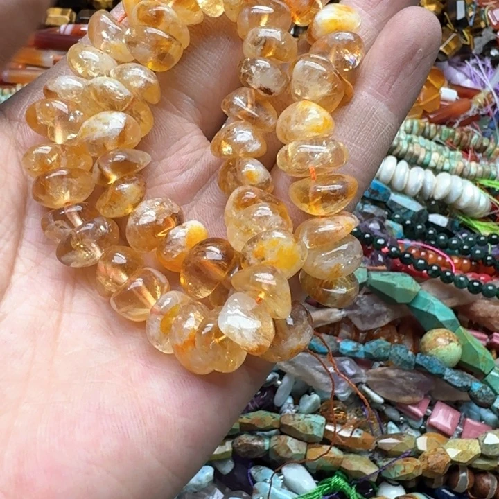 合金玛瑙/玉髓珠宝半成品一条10mm黄塔晶