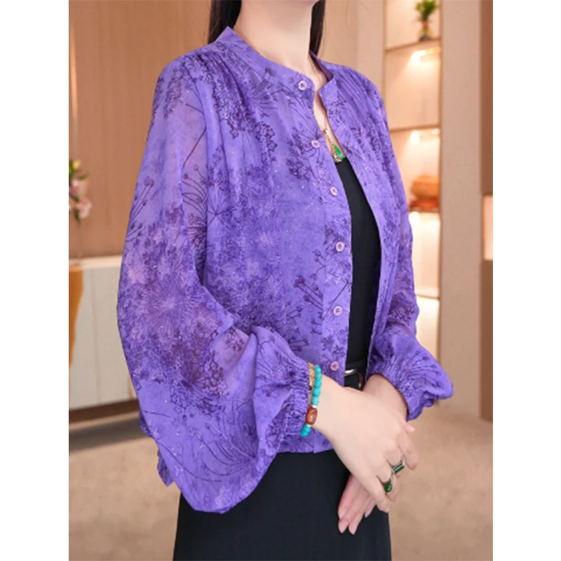 CYM1858洋气碎花木耳边领结款衬衫开衫外套时尚减龄长袖小衫