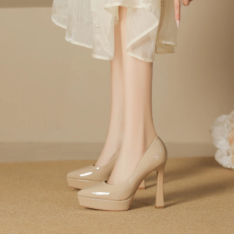 新款防水台不累脚单鞋女气质尖头细跟高跟鞋伴娘宴会职业工作鞋