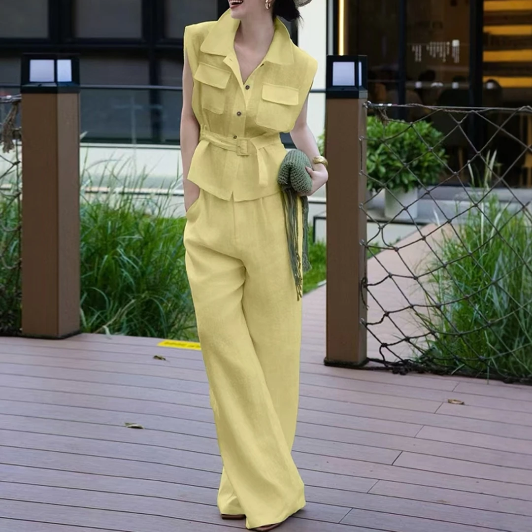 欧洲站气质减龄高级感多巴胺显瘦上衣套装2025洋气穿搭御姐两件套