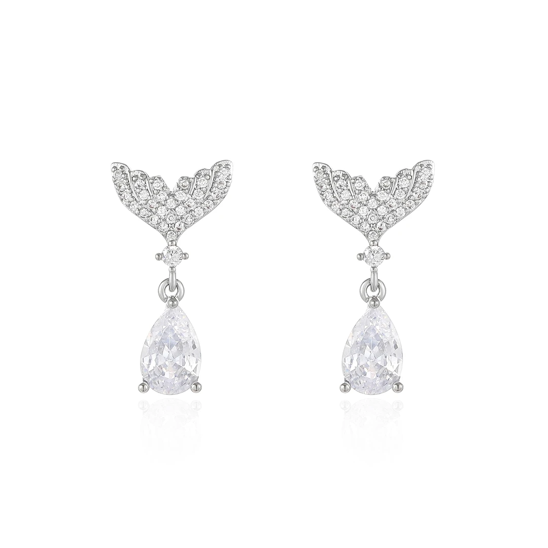 铜合金锆石耳饰 夏季爆款人鱼尾巴少女耳钉 4672