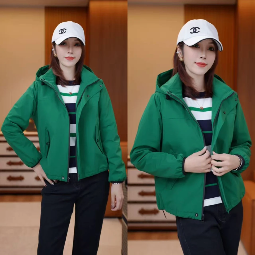 JDND轩羽【祖母绿冲锋衣】羊毛撞色外套拼接连帽加厚冲锋衣XY25585